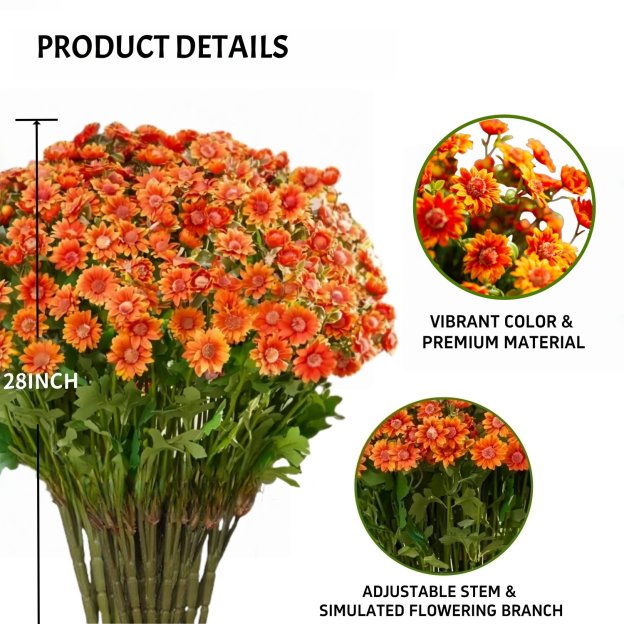 🔥HOT SALE - 49% OFF🔥Artificial Outdoor Sunset Mums Flowers - UV resistant, Waterproof, Windproof