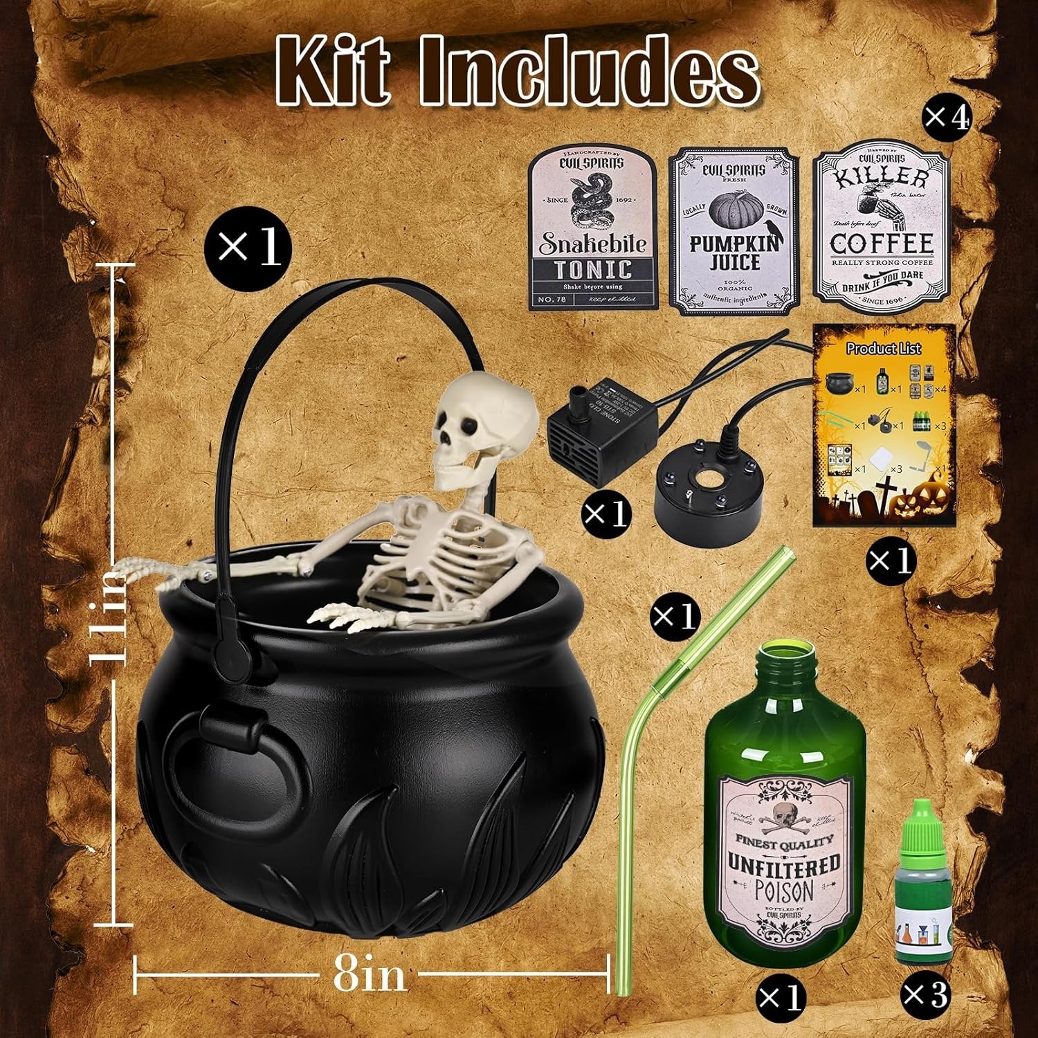 🔥HOT SALE - 49% OFF🔥Cauldron Halloween Decor with Magic Floating Potion Bottles and Diffuser