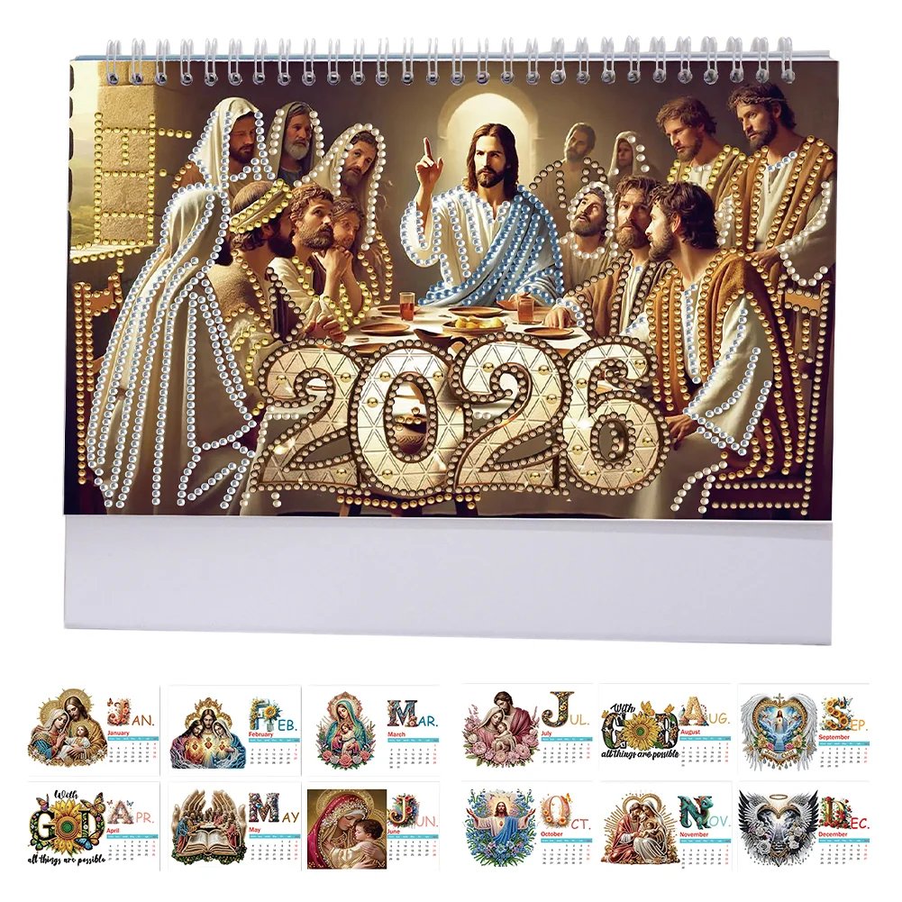 🔥LAST DAY 49% OFF - 🎨Beginner-friendly📅2026 Calendar Diamond Painting Kit DIY Diamond Art Desk Calendar for Home Office