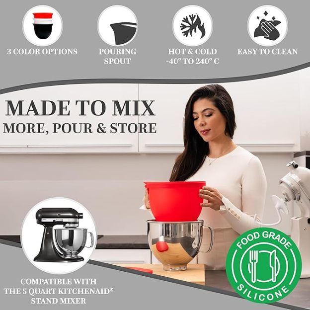 MixAid Silicone Liners for KitchenAid Tilt-Head 5 Qt Mixers –  Replacement Mixer Bowls No Longer Needed