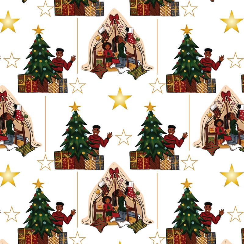 🔥HOT SALE - 49% OFF🔥- 🤶🏾Home for the Holidays Black Santa Wrapping paper