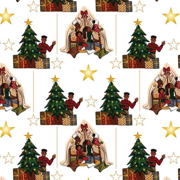 🔥HOT SALE - 49% OFF🔥- 🤶🏾Home for the Holidays Black Santa Wrapping paper