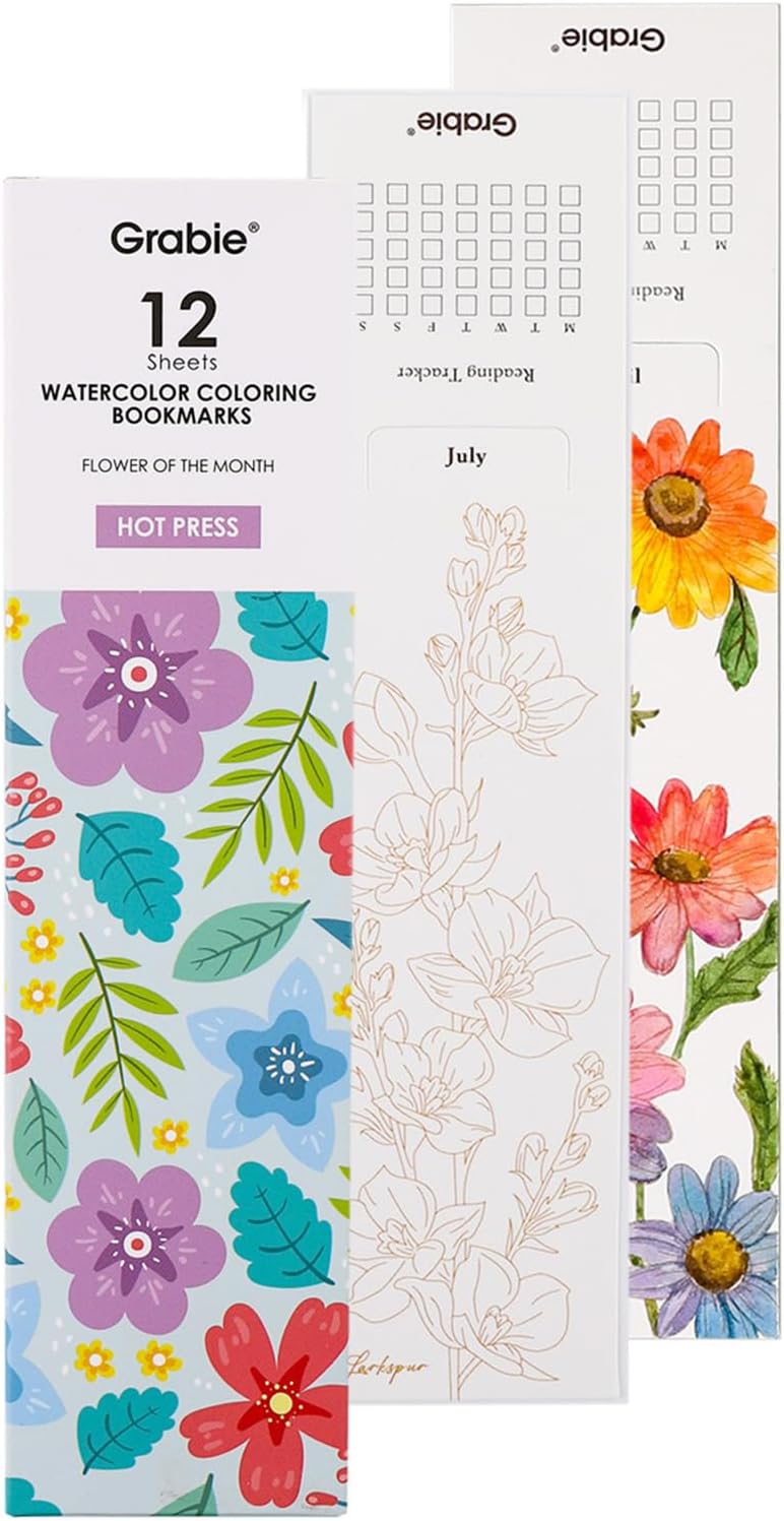🎨Beginner-friendly 🍁Floral Watercolor Coloring Bookmarks & Coloring Book -140LB(300gsm)✨Includes Coloring Guide🎁