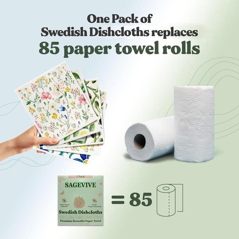 🔥HOT SALE - 49% OFF🔥- Swedish Dishcloths for Kitchen & Cleaning | 5 Pack