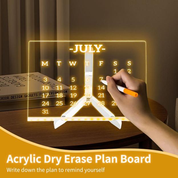 Creative Rewritable Acrylic LED Message Board - （come with 7 Pens）