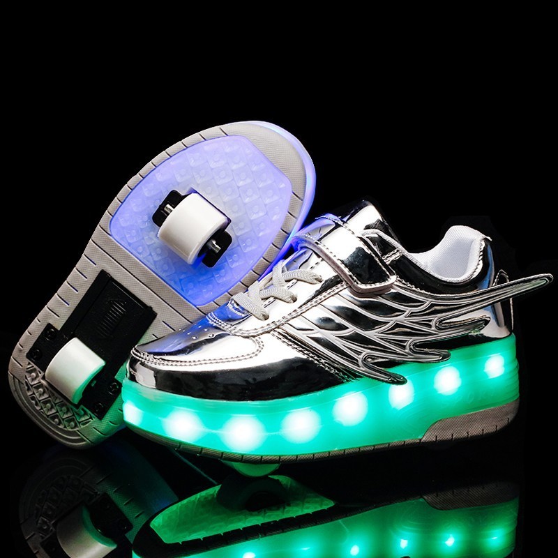 Dual-purpose Retractable Kids Roller Shoes with LED Lights