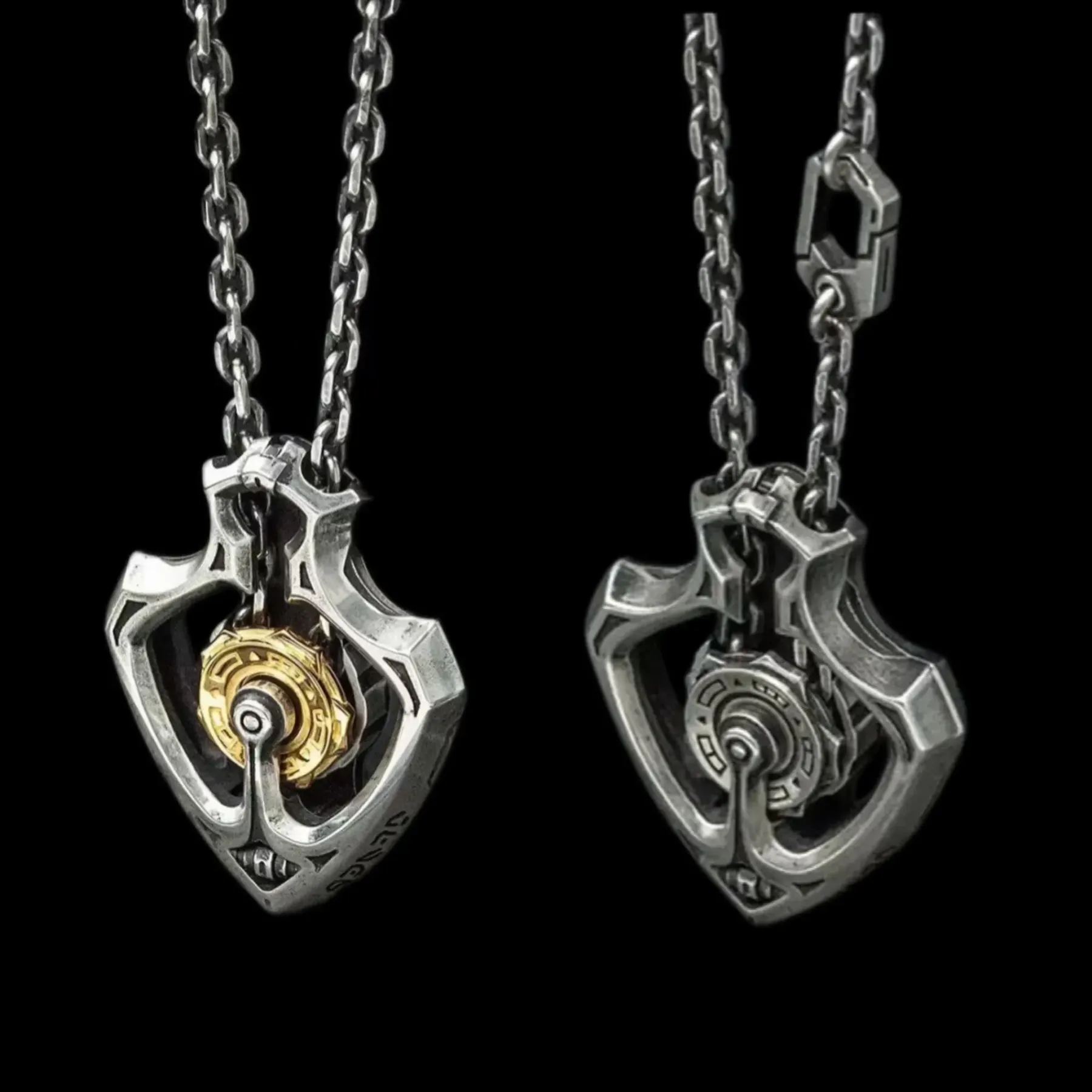 Shuttler Mechanical Rotatable Gear Pendant Necklace