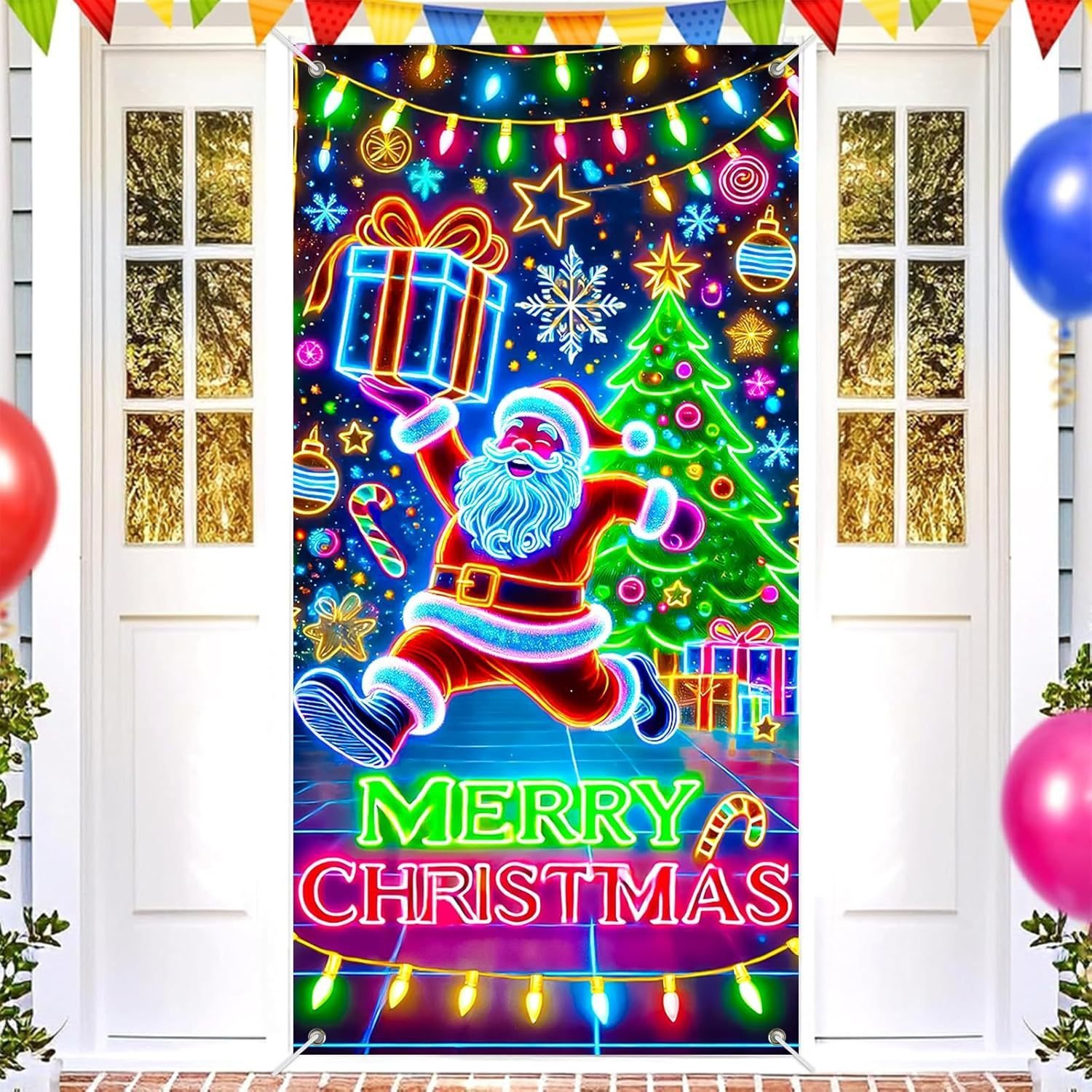 🏆Flash Sale⚡8K+ SOLD! Almost Gone-💥Fluorescent Christmas Door Cover Party Banner