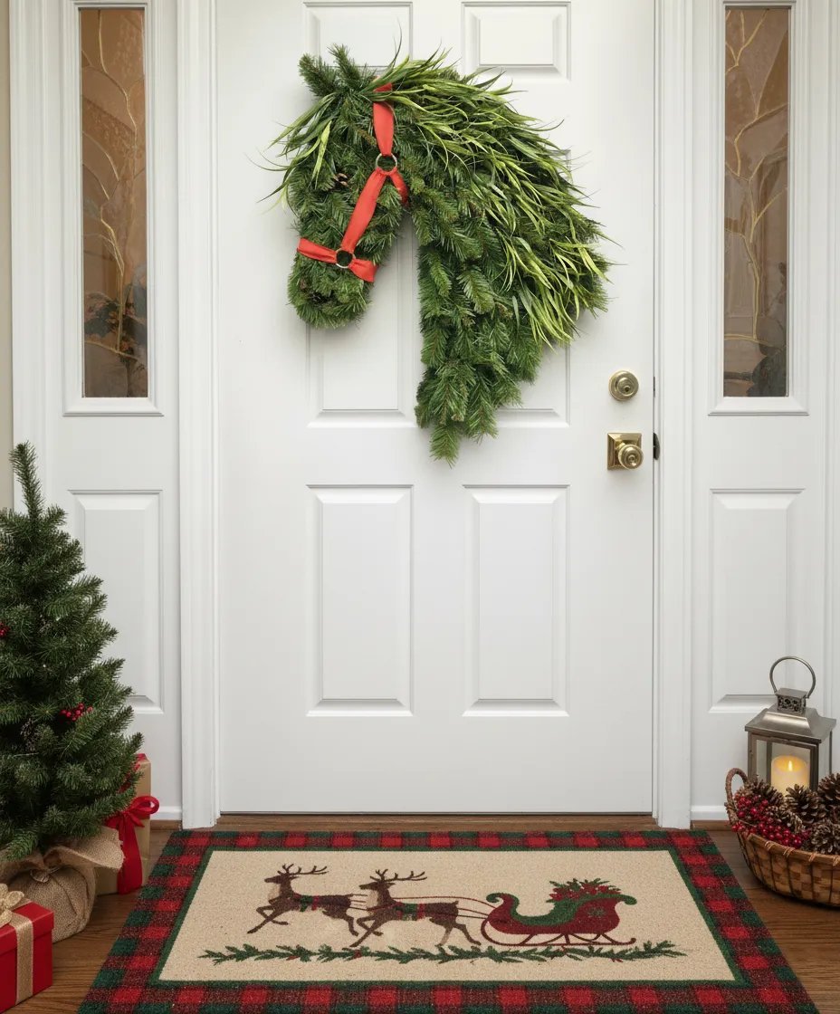 🔥HOT SALE - 49% OFF🔥-🐴Horse Head Wreath – Rustic Farmhouse Equestrian Door Decor✨
