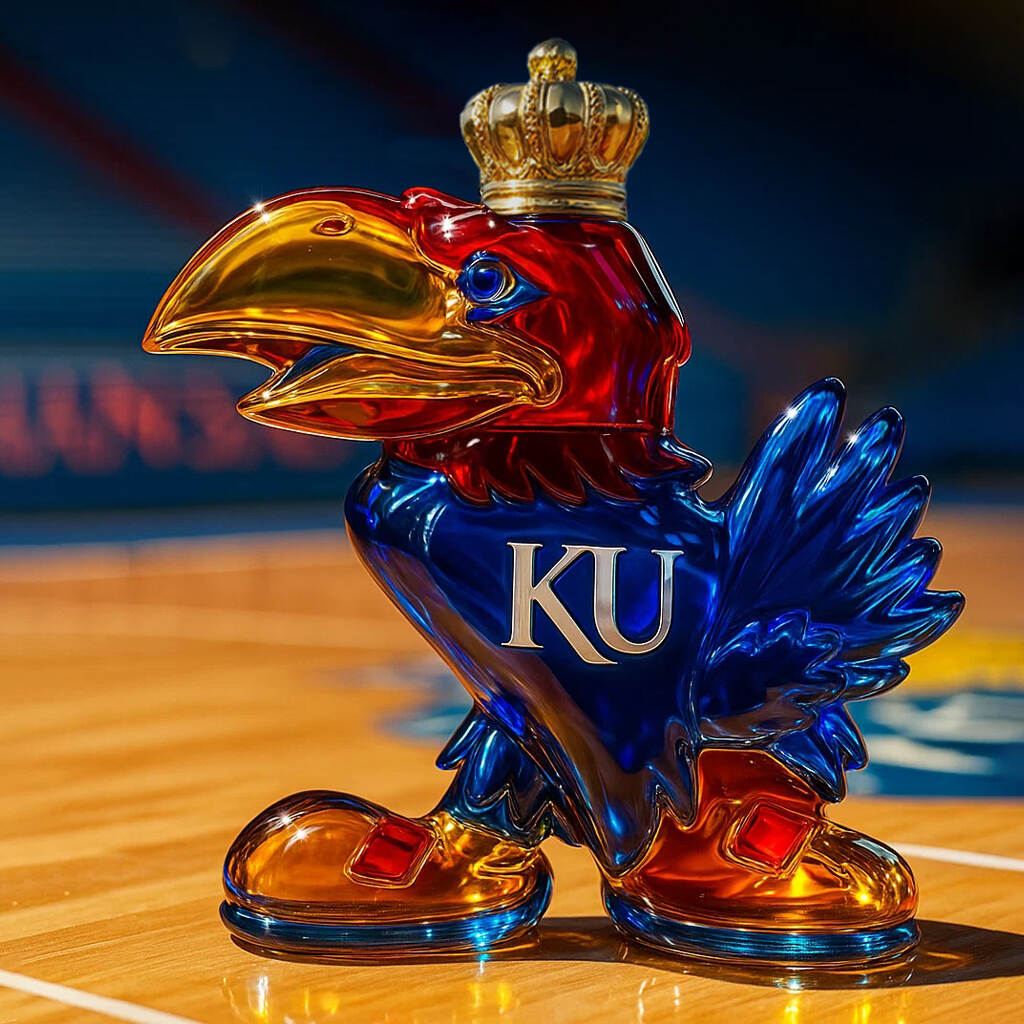 🔥LAST DAY 49% OFF -🐦‍⬛🤘KU Jayhawk Whisky Bottle