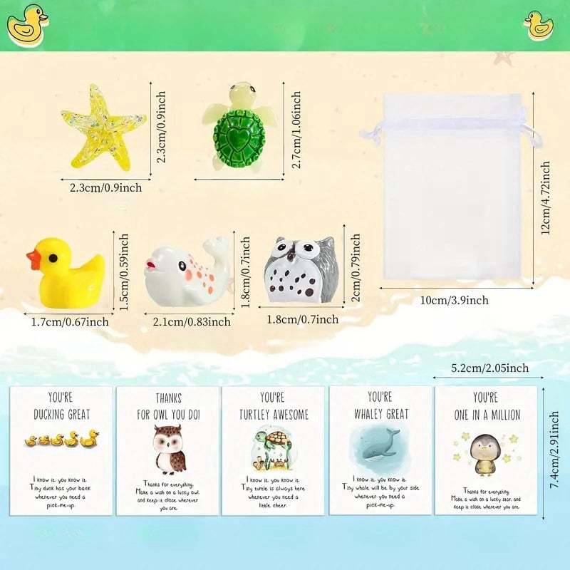 🎁50 Sets Employee Appreciation Gifts - Funny Resin Animals with Thank You Cards (150 PCS)