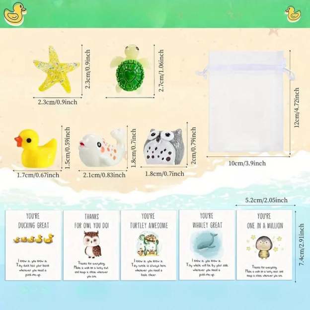 🎁50 Sets Employee Appreciation Gifts - Funny Resin Animals with Thank You Cards (150 PCS)