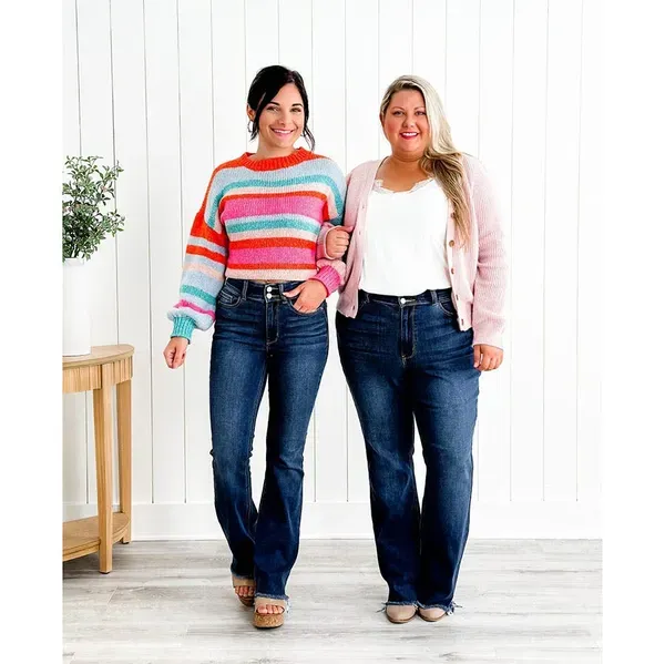 🔥High Rise Non Distressed Vintage Frayed Hem Bootcut Jeans