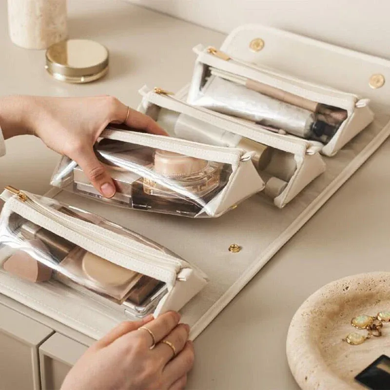 ✈️Travel Essentials👍 - 🔥Leather Waterproof Removable Foldable Cosmetic Bag