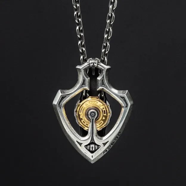 Shuttler Mechanical Rotatable Gear Pendant Necklace