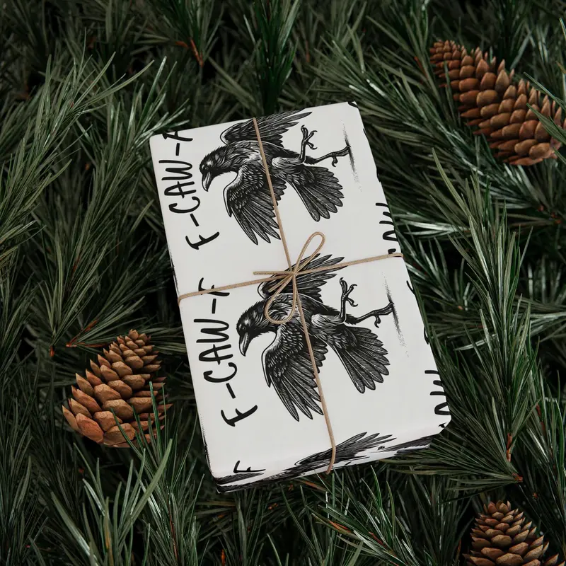 🎄 “F-CAW-F” Funny Chicken Christmas Wrapping Paper 🐔✨