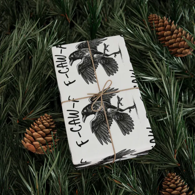 🎄 “F-CAW-F” Funny Chicken Christmas Wrapping Paper 🐔✨