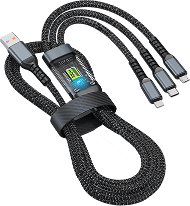 💥Limited time 49% off🔥⚡Transparent Luminous 3-in-1 Super Fast Charging Cable