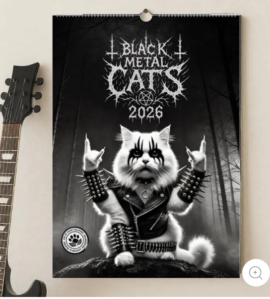🔥LAST DAY 49% OFF ❤️-Black Metal Cats 2026 - Wall Calendar 2026