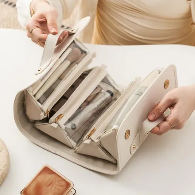 ✈️Travel Essentials👍 - 🔥Leather Waterproof Removable Foldable Cosmetic Bag