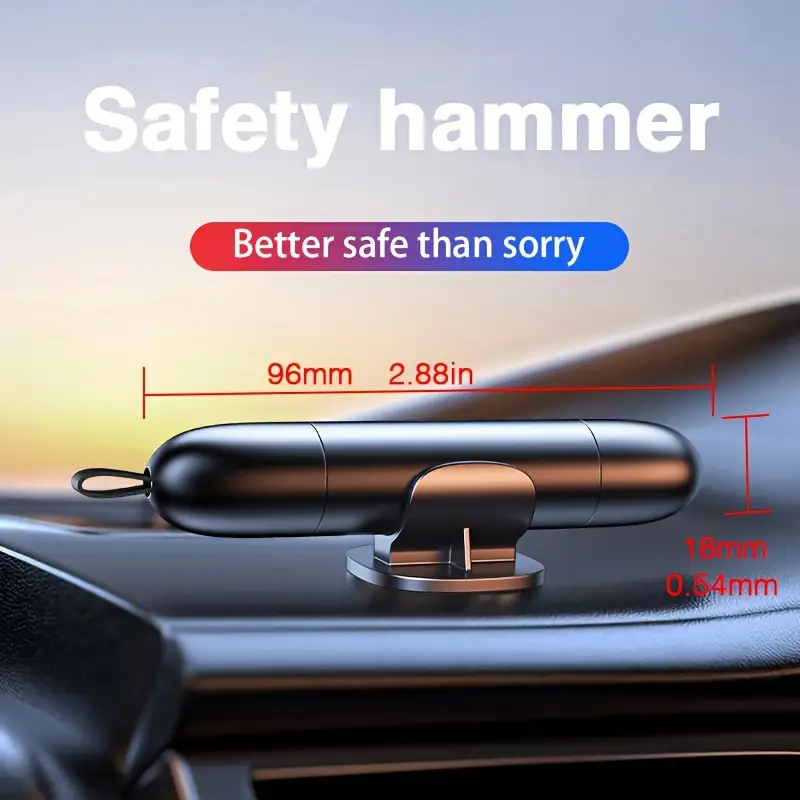 Emergency Car Safety Hammer - Seat Belt Cutter & Window Breaker Keychain, Fit for All Vehicles