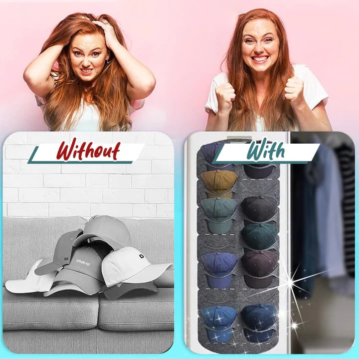 Hanging Multi-Pocket Hat Organizer Holder