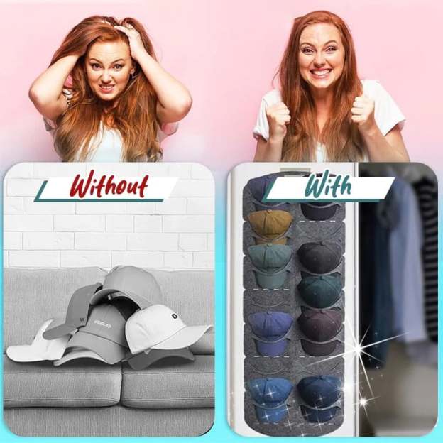 Hanging Multi-Pocket Hat Organizer Holder