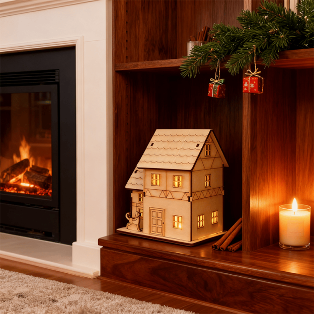 🔥HOT SALE - 49% OFF🔥 -🎄Light-Up Wooden Christmas Village Houses for Crafts