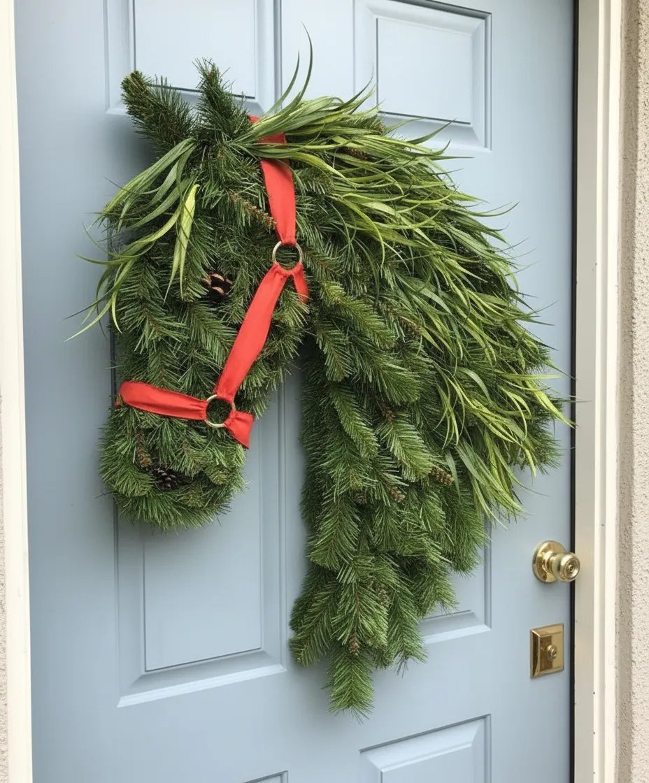 🔥HOT SALE - 49% OFF🔥-🐴Horse Head Wreath – Rustic Farmhouse Equestrian Door Decor✨