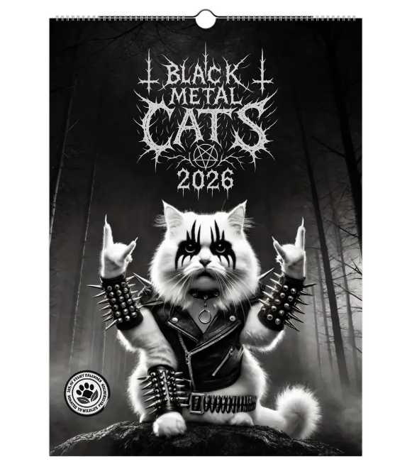 🔥LAST DAY 49% OFF ❤️-Black Metal Cats 2026 - Wall Calendar 2026
