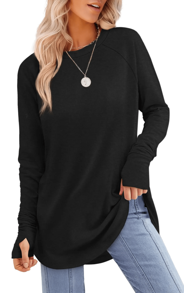 🔥HOT SALE - 49% OFF🔥- Womens Long Sleeve Thumb Hole Shirts Tunic Tops to Wear with Leggings