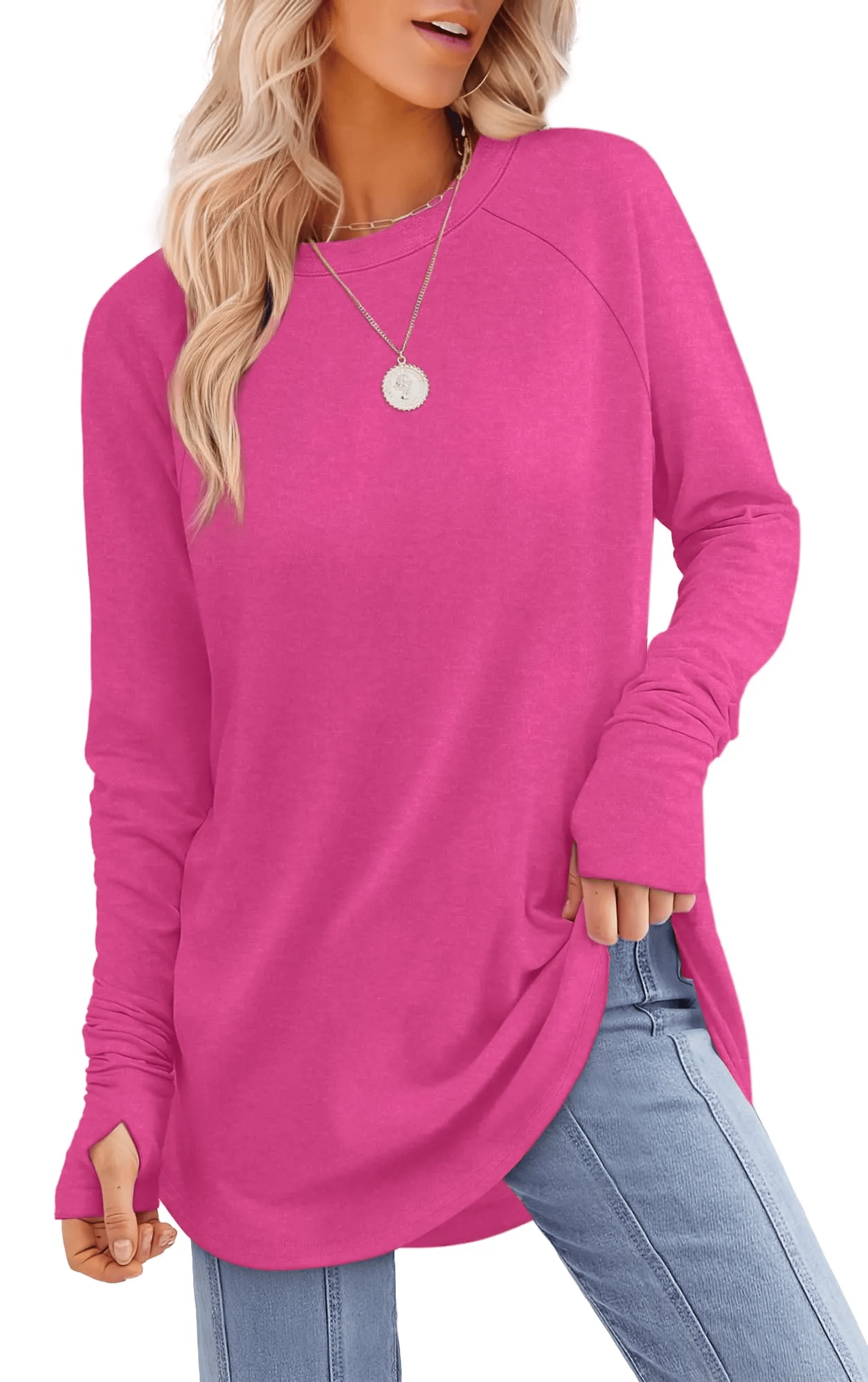 🔥HOT SALE - 49% OFF🔥- Womens Long Sleeve Thumb Hole Shirts Tunic Tops to Wear with Leggings
