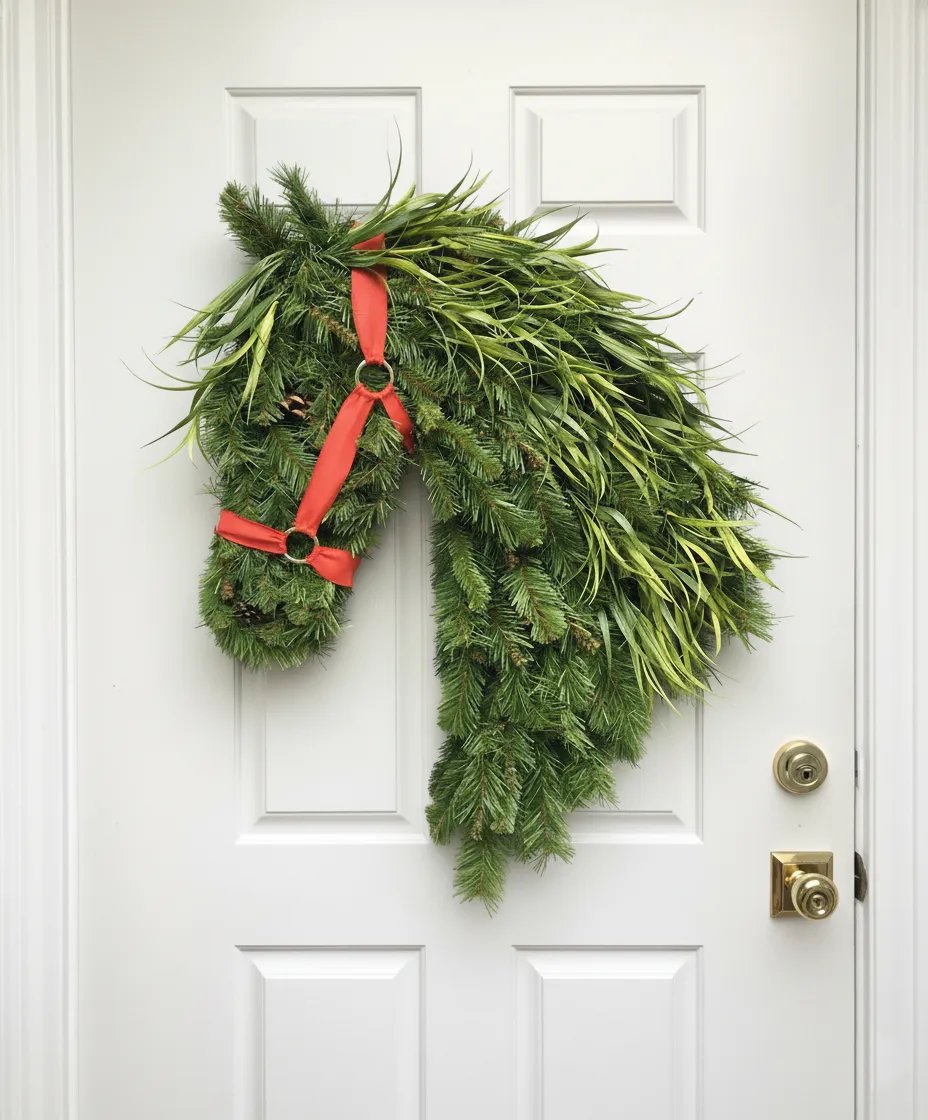 🔥HOT SALE - 49% OFF🔥-🐴Horse Head Wreath – Rustic Farmhouse Equestrian Door Decor✨