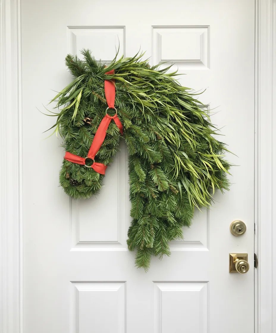 🔥HOT SALE - 49% OFF🔥-🐴Horse Head Wreath – Rustic Farmhouse Equestrian Door Decor✨