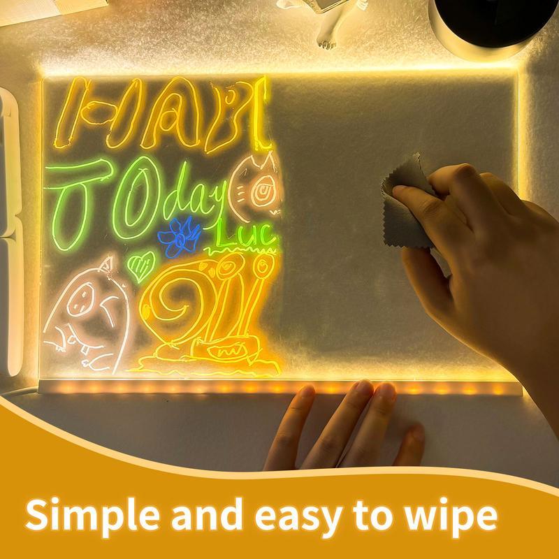 Creative Rewritable Acrylic LED Message Board - （come with 7 Pens）