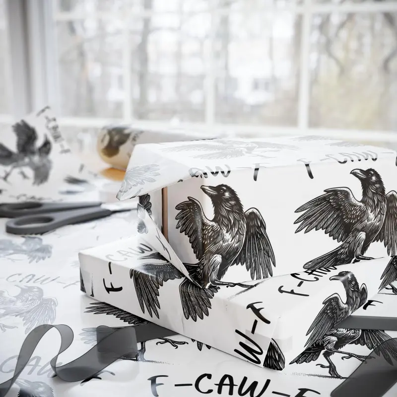 🎄 “F-CAW-F” Funny Chicken Christmas Wrapping Paper 🐔✨