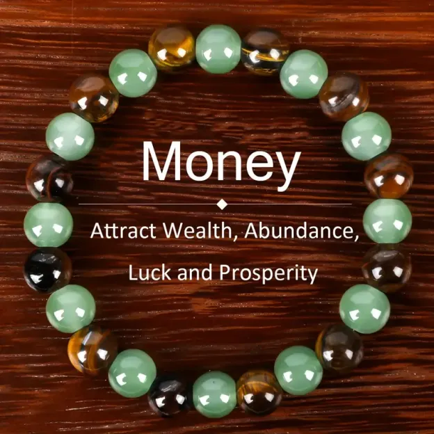 Relaxing Success Enhancing Prosperity & Abundance Beaded Stretch Unisex Jewelry For Personal Strength, Wellness, Wealth And Good Fortune
