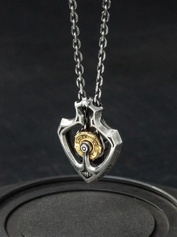 Shuttler Mechanical Rotatable Gear Pendant Necklace
