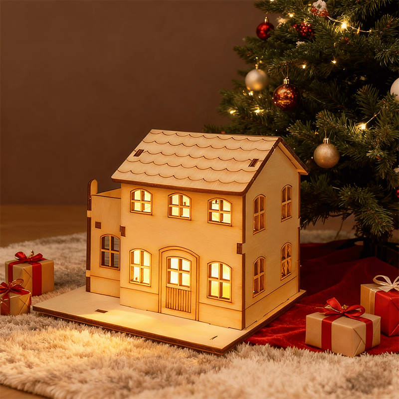 LAST DAY 49% OFF -Light-Up Wooden Christmas Village Houses for Crafts