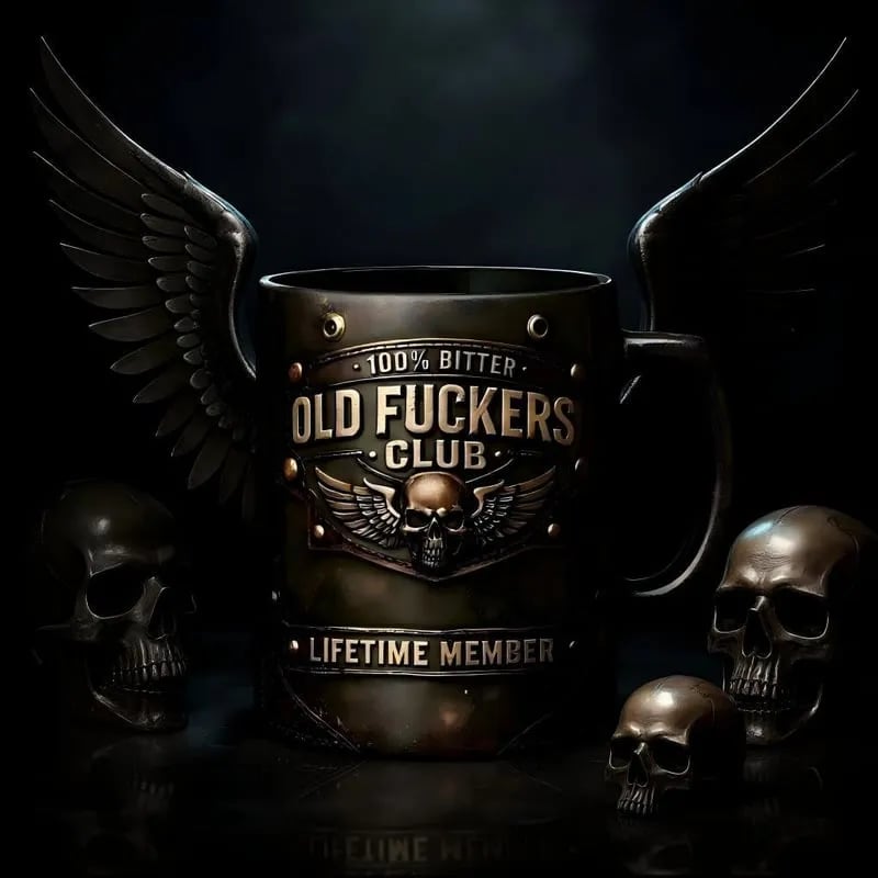 ☕ OLD FUCKERS CLUBTM Mug - 100% Bitter, Always Real. Lifetime Member. 😎💀