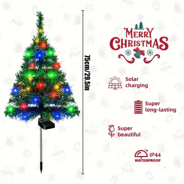 Solar Christmas tree lights holiday decorations, outdoor courtyards, gardens, lawns, small path lights, atmosphere lights
