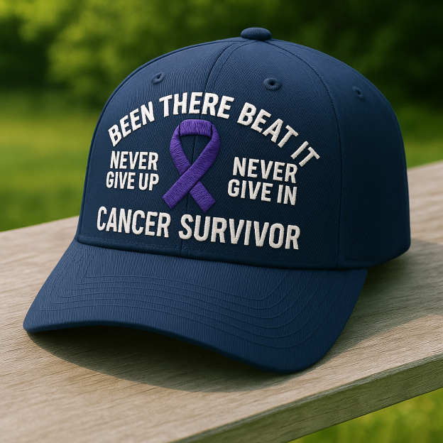 🔥HOT SALE - 49% OFF🔥Cancer Survivor Embroidered Hat – "Never Give Up" Purple Ribbon Hat
