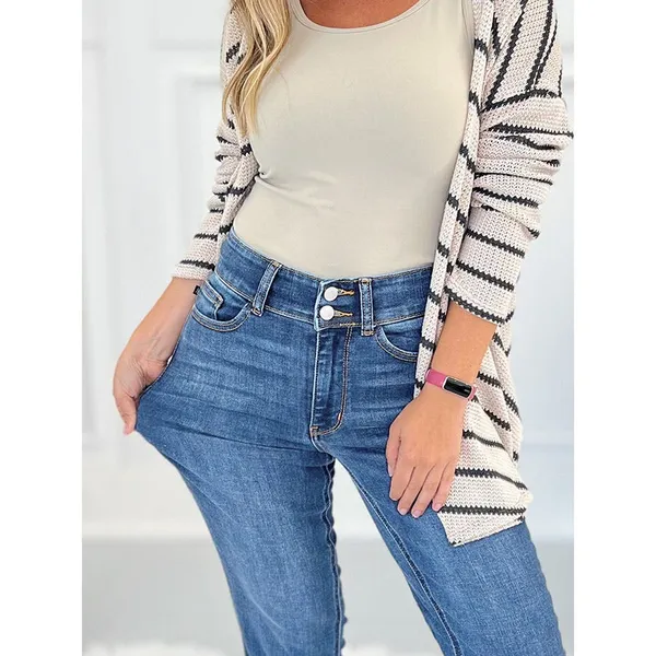 🔥High Rise Non Distressed Vintage Frayed Hem Bootcut Jeans