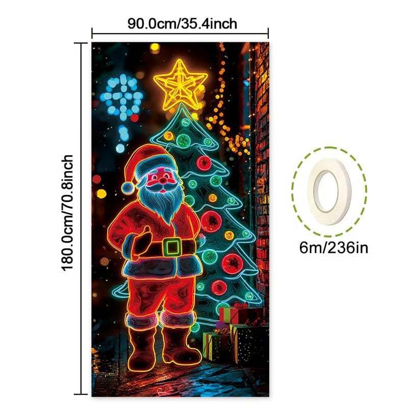 🏆Flash Sale⚡8K+ SOLD! Almost Gone-💥Fluorescent Christmas Door Cover Party Banner