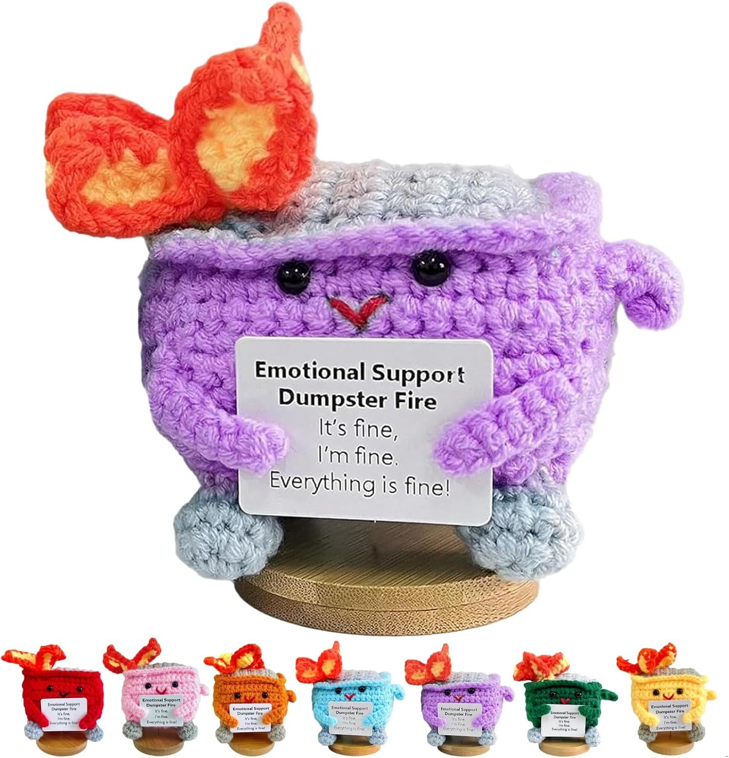 Handmade Crochet Dumpster Fire Doll