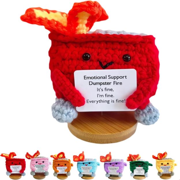 Handmade Crochet Dumpster Fire Doll