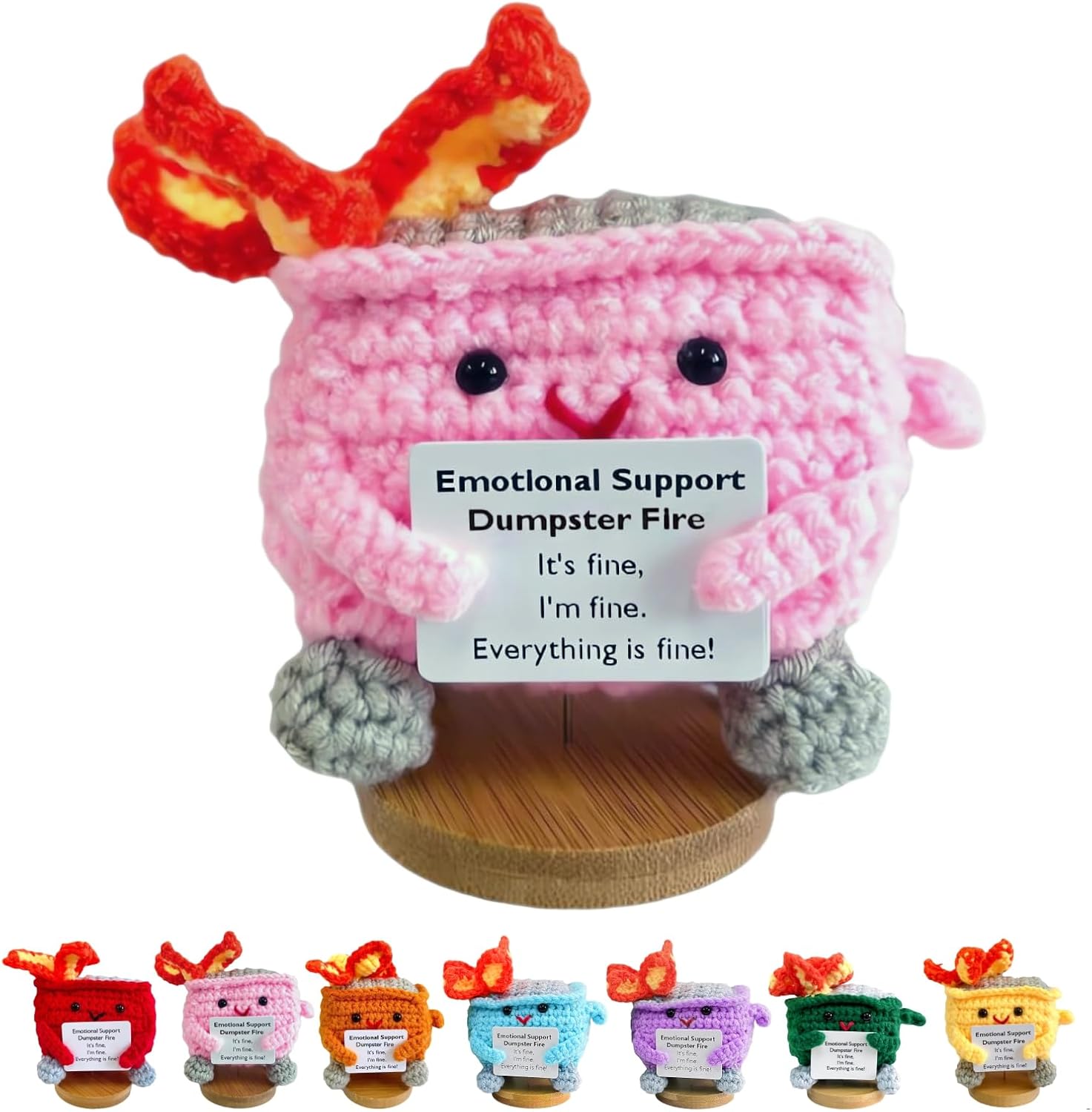 Handmade Crochet Dumpster Fire Doll