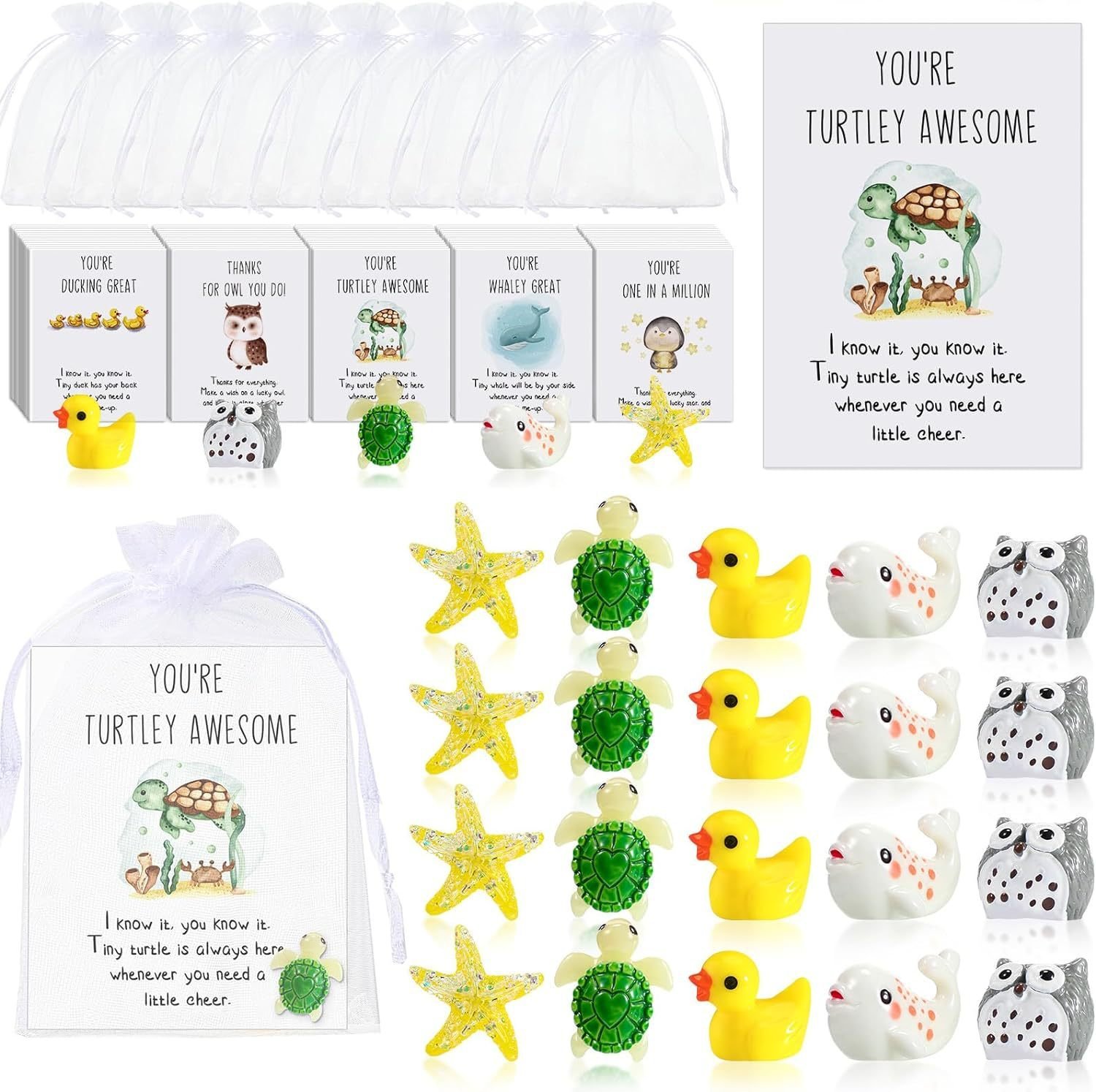 🎁50 Sets Employee Appreciation Gifts - Funny Resin Animals with Thank You Cards (150 PCS)