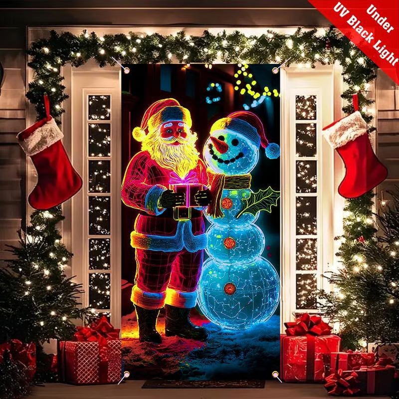 🏆Flash Sale⚡8K+ SOLD! Almost Gone-💥Fluorescent Christmas Door Cover Party Banner