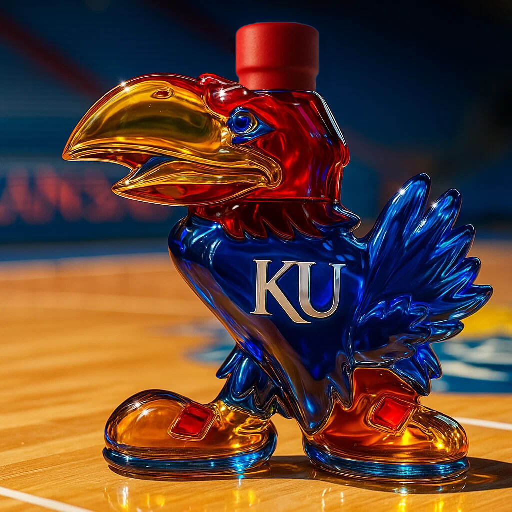 🔥LAST DAY 49% OFF -🐦‍⬛🤘KU Jayhawk Whisky Bottle